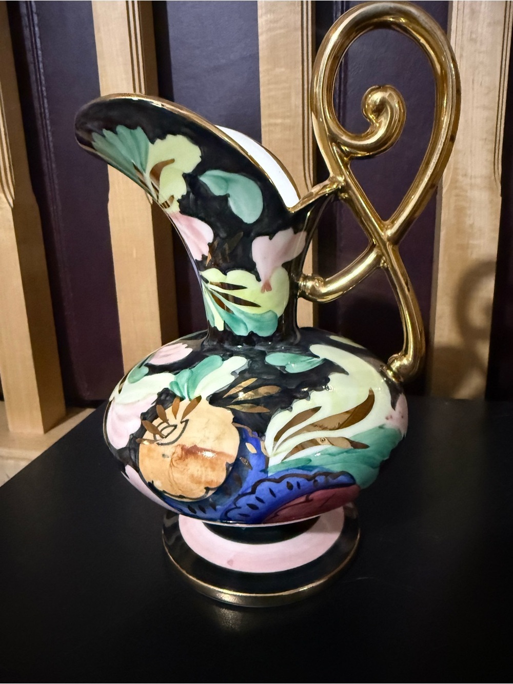 Hand-Painted Vintage Art Deco Belgium Ewer Pitcher C.M. Bergen - Picture 3 of 11